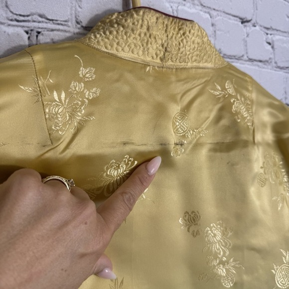 VTG Reversible Asian‎ Silk Jacket Pink/Yellow Frog Buttons BPC Hang Zhou Size M - Picture 13 of 15